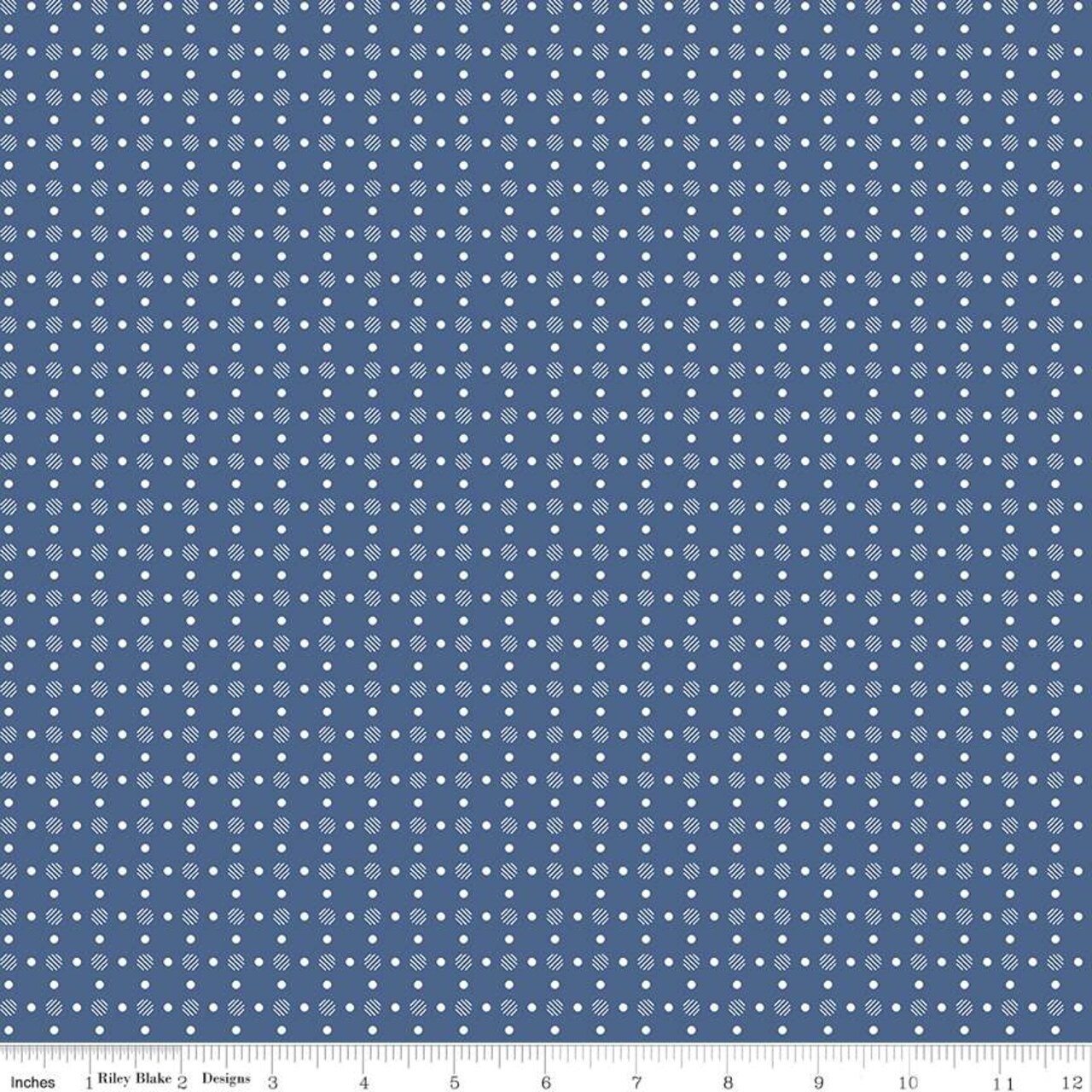 Fabric Riley Blake Denim Polka Dots Bee Basics by the Quarter Yard C6405-DENIM